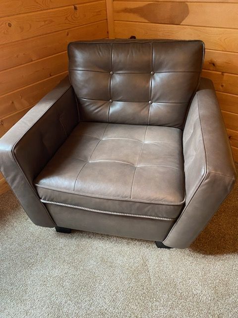 Leather chair and ottoman