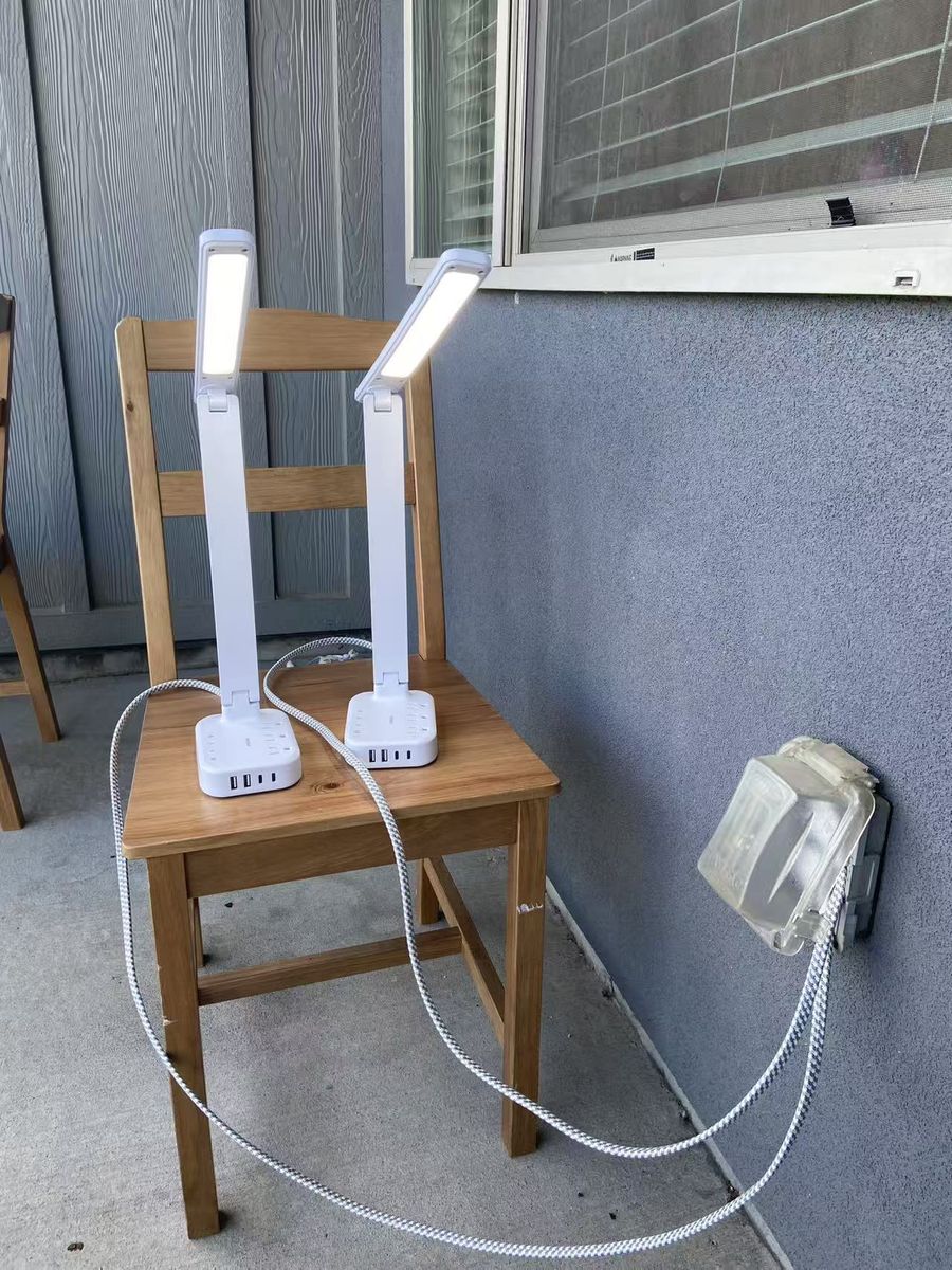 OneBeat LED Desk Lamp + Power Strip Charging Station (SET OF 2) - Touch Dimmer, 3 Outlets + 4 USB - Like New