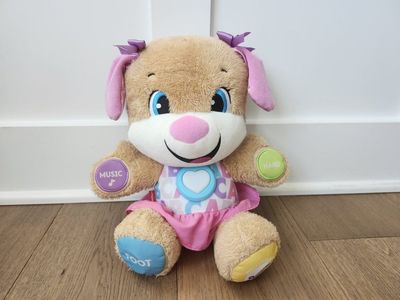 Fisher-Price Laugh & Learn Smart Stages Sis Interactive Learning Plush – 100 First Words, Pink Puppy Sis For Baby Girl Toddler