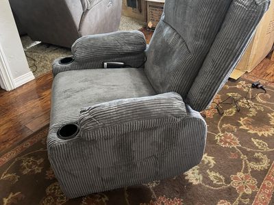 Grey Corduroy Power Lift Recliner