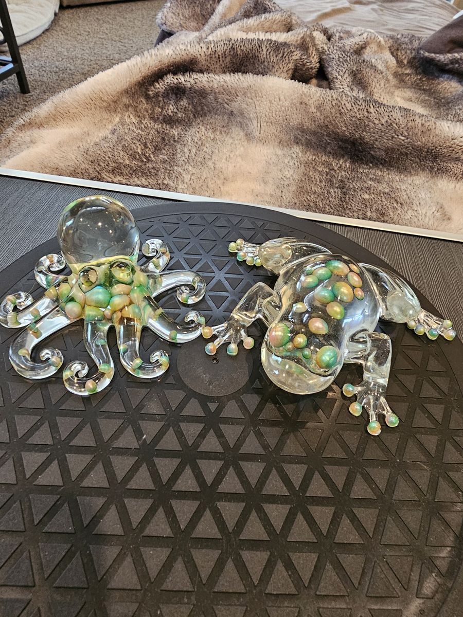 Handmade resin Octopus and Frog Figurines