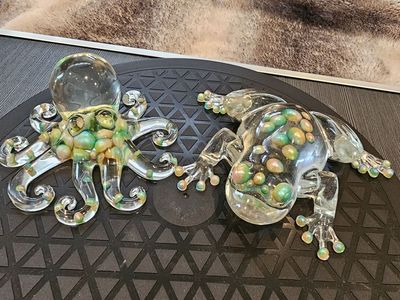 Handmade resin Octopus and Frog Figurines