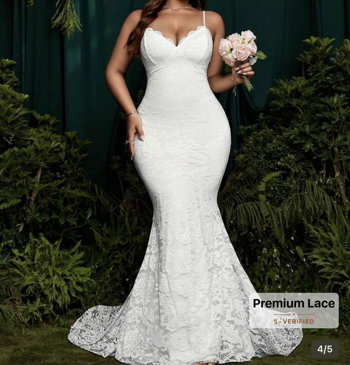 Elegant Premium White Lace Mermaid Wedding Dress with Sweetheart Neckline