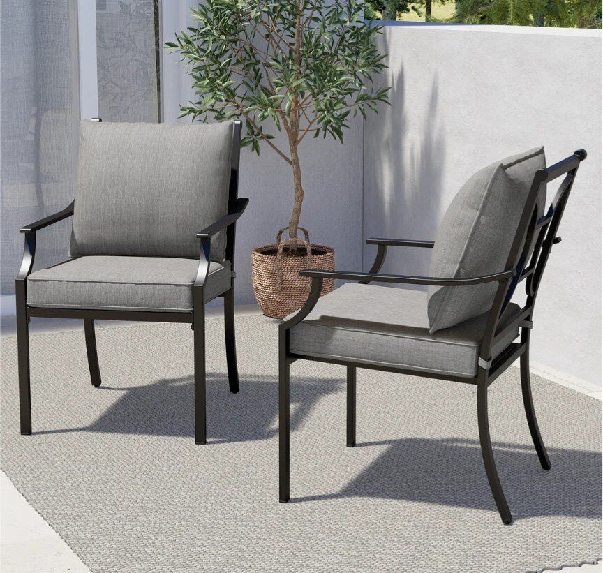 Grand Patio Gray Outdoor Dining Chairs Set of 2