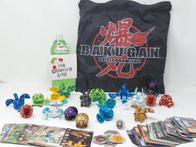 Bakugan Battle Brawlers MEGA Lot — Figures, Cards, Bag & Arena Mat