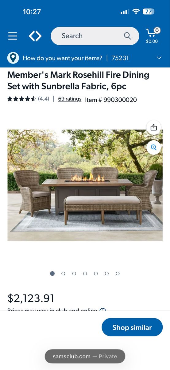 Member's Mark Rosehill Fire Dining Set
