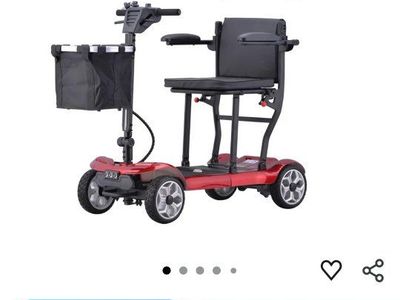 HASBSKY 30 Miles Range 4-Wheel Electric Mobility Scooter, Red, 270W Motor, Dual Baskets, FSA/HSA Eligible