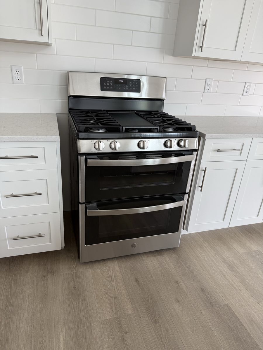 New GE profile double oven gas range