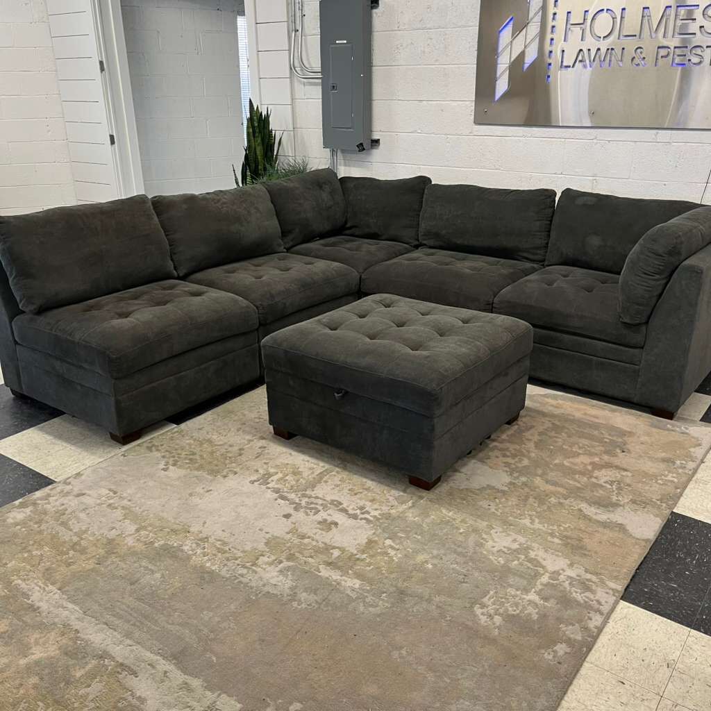 COSTCO THOMASVILLE TISDALE SECTIONAL 6-PIECE DARK GRAY W/ OTTOMAN STORAGE!