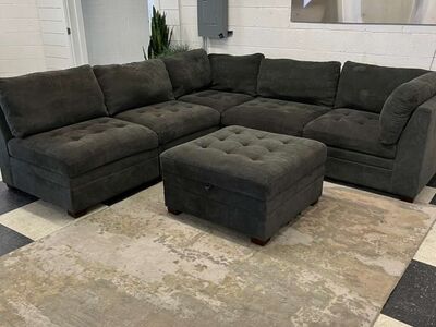 COSTCO THOMASVILLE TISDALE SECTIONAL 6-PIECE DARK GRAY W/ OTTOMAN STORAGE!