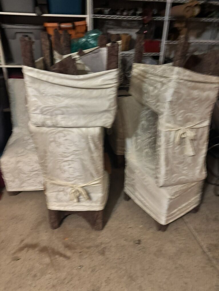 8 Cushioned Fabric Chairs With Tall Backs