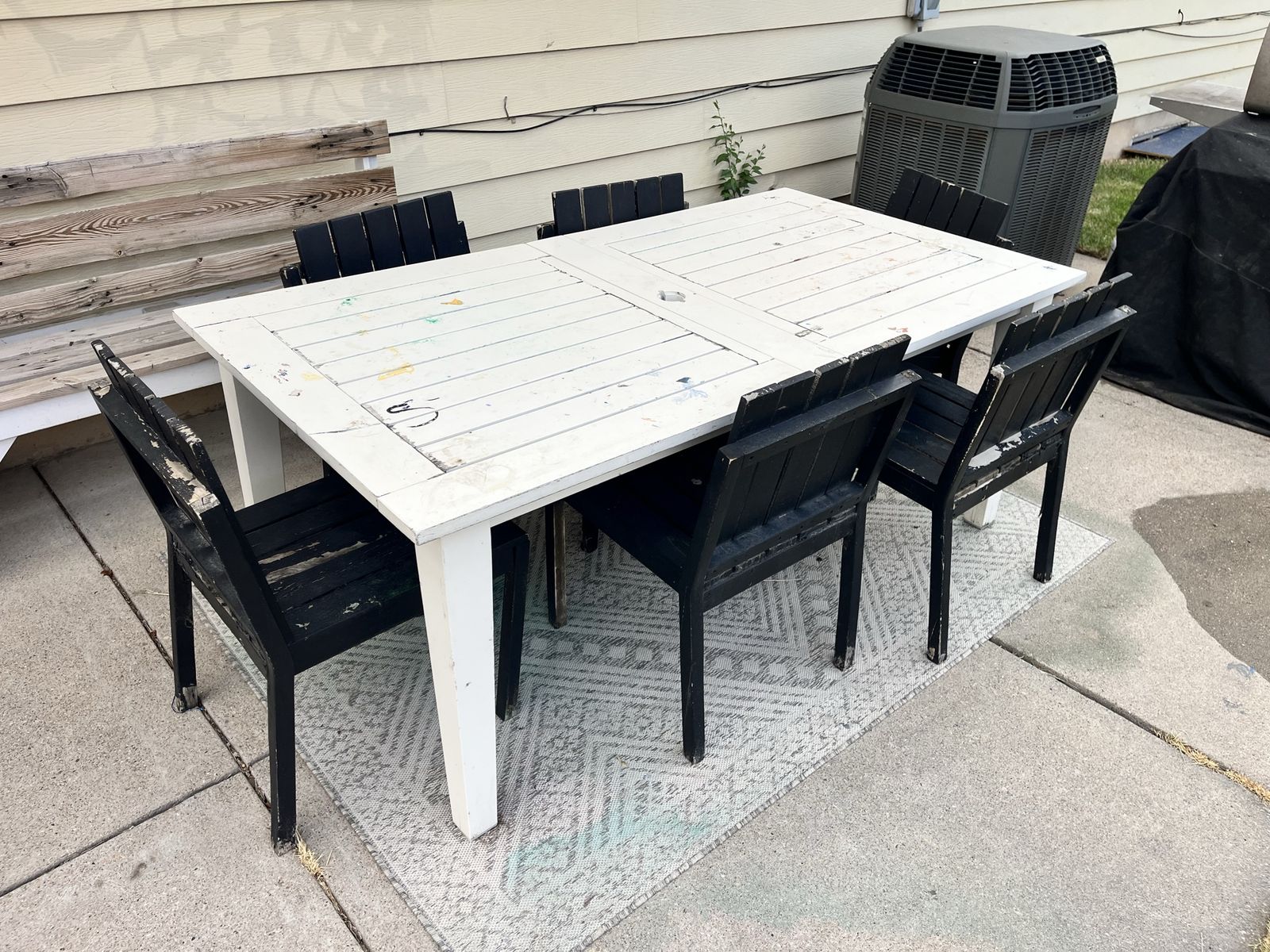 Wooden Outdoor Table & 6 Chairs