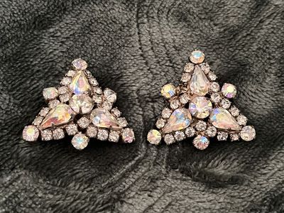 LaRoca Rhinestone Clip On Earrings - Vintage