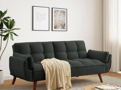 Modern 75 in. Flared Arm Fabric Rectangle Convertible Twin Size Sofa Bed-dark grey
