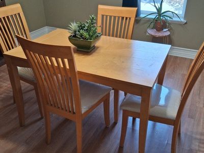 Wooden Dining Table Set with 4 Padded Chairs