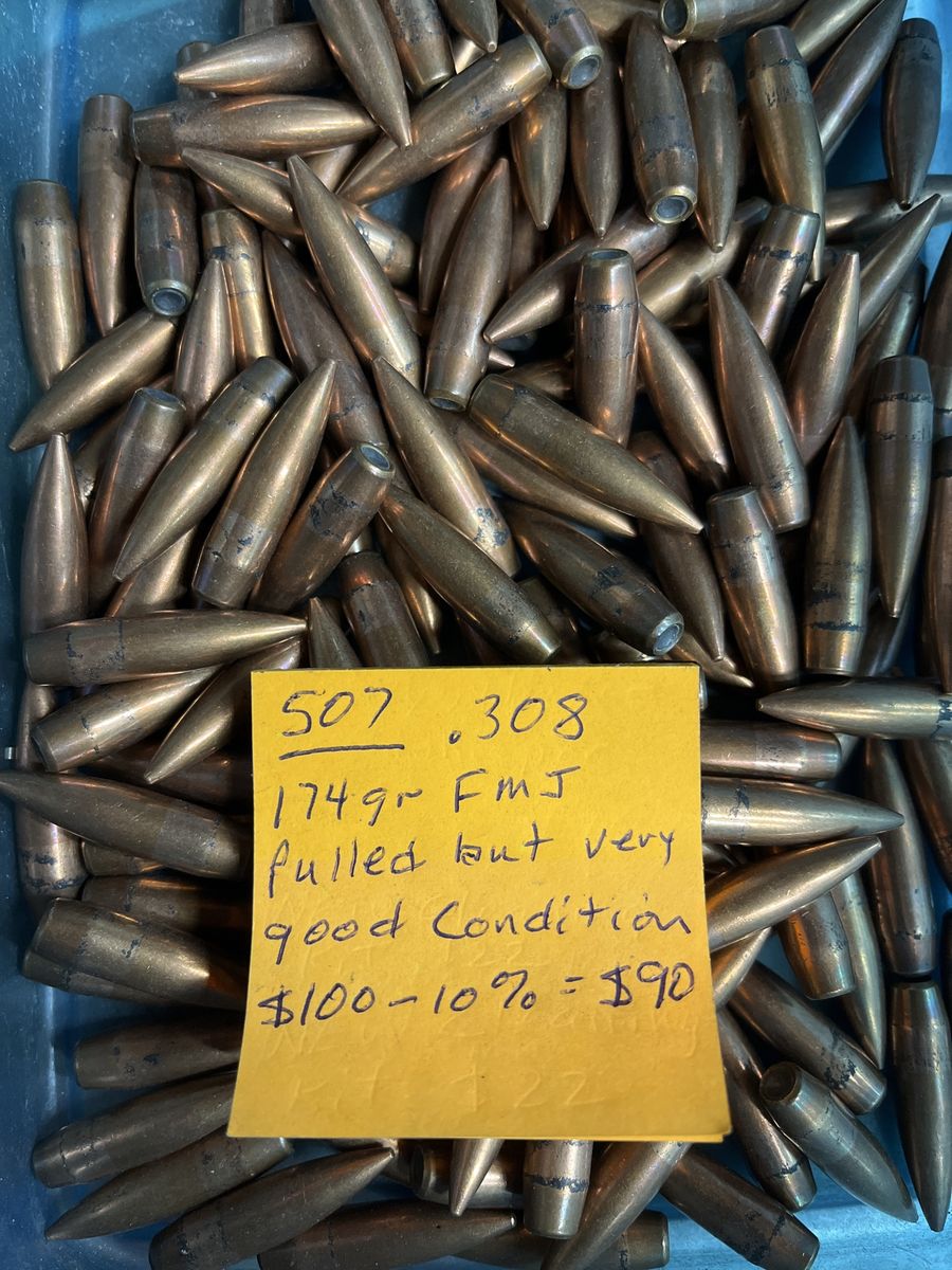 .308 Caliber 174 Gr FMJ.