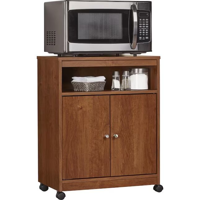 New! Ameriwood Home Brown Composite Base with Composite Kitchen Cart