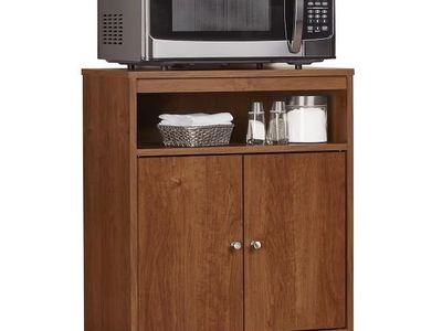 New! Ameriwood Home Brown Composite Base with Composite Kitchen Cart