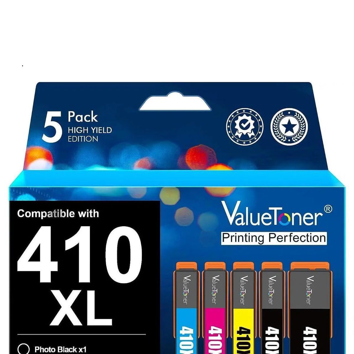 Valuetoner Epson 410XL Ink 5 Pack, Black / Cyan / Yellow / Magenta / Photo Black