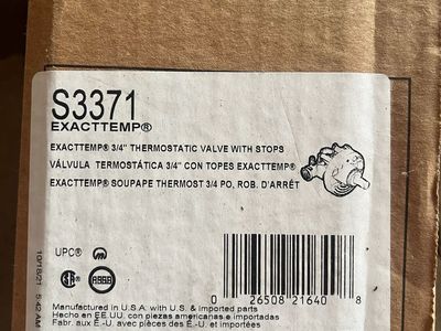 Moen S3371 ExactTemp 3/4" Thermostatic Valve with Stops for precise temperature control