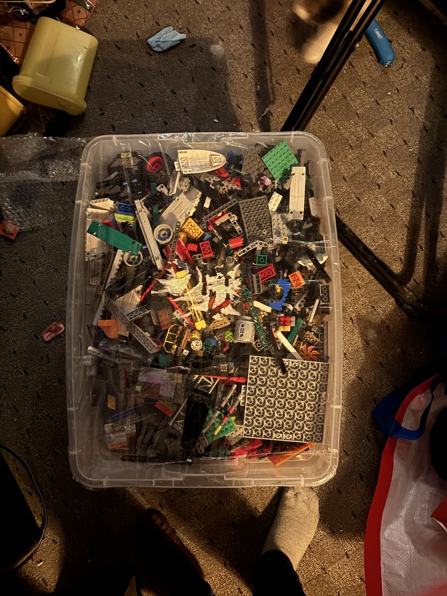 Large Lot LEGO Mixed Building Blocks & Pieces (58 qt. Sterilite Tote Included) - No Minifigures
