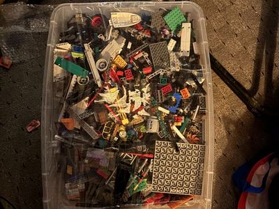 Large Lot LEGO Mixed Building Blocks & Pieces (58 qt. Sterilite Tote Included) - No Minifigures