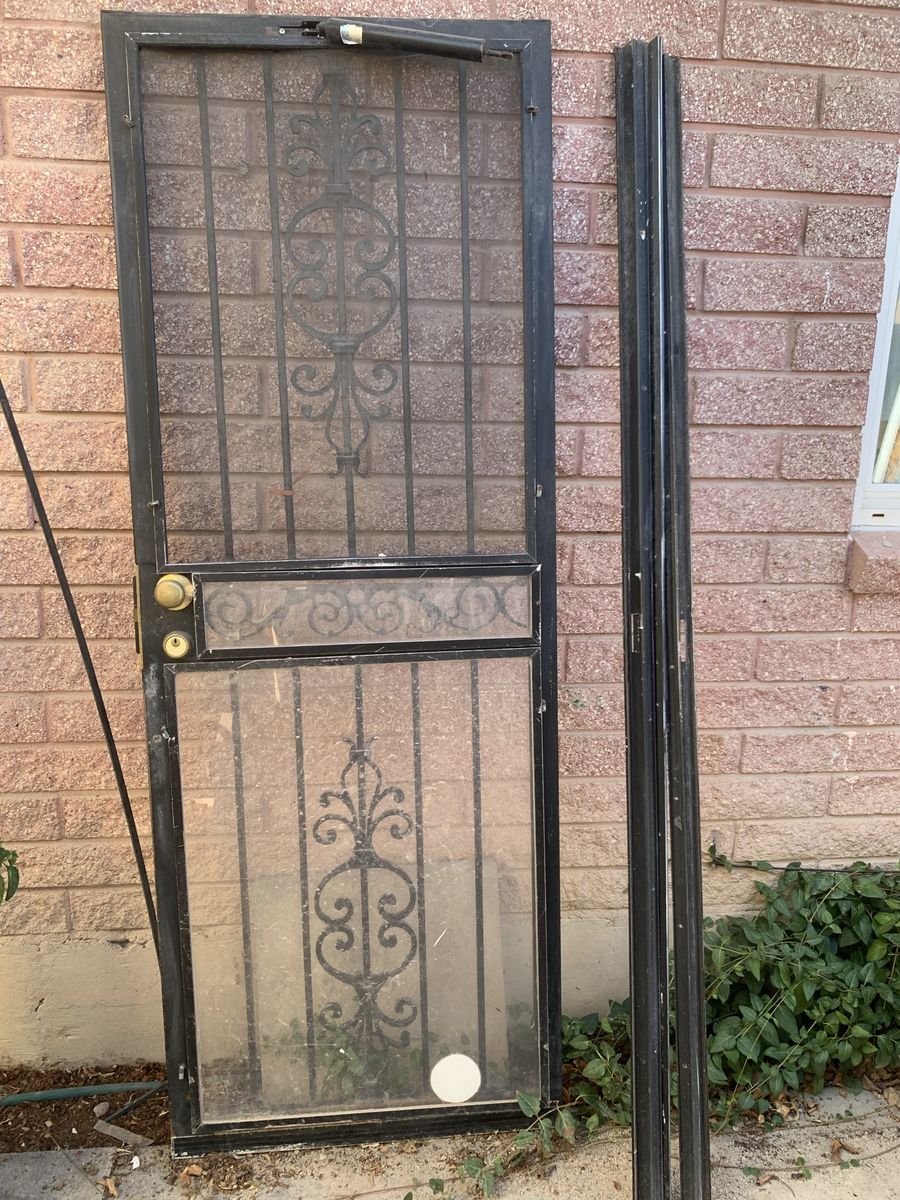 Vintage Iron security storm door 30” with Marks Brand mortise lock and 3 keys