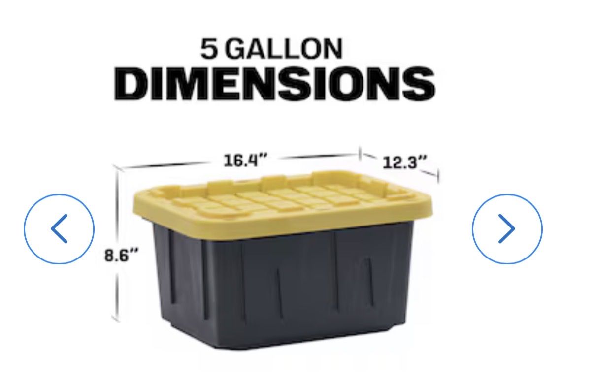 NEW! Tough Box Black 5 Gallon Tote 6 pck
