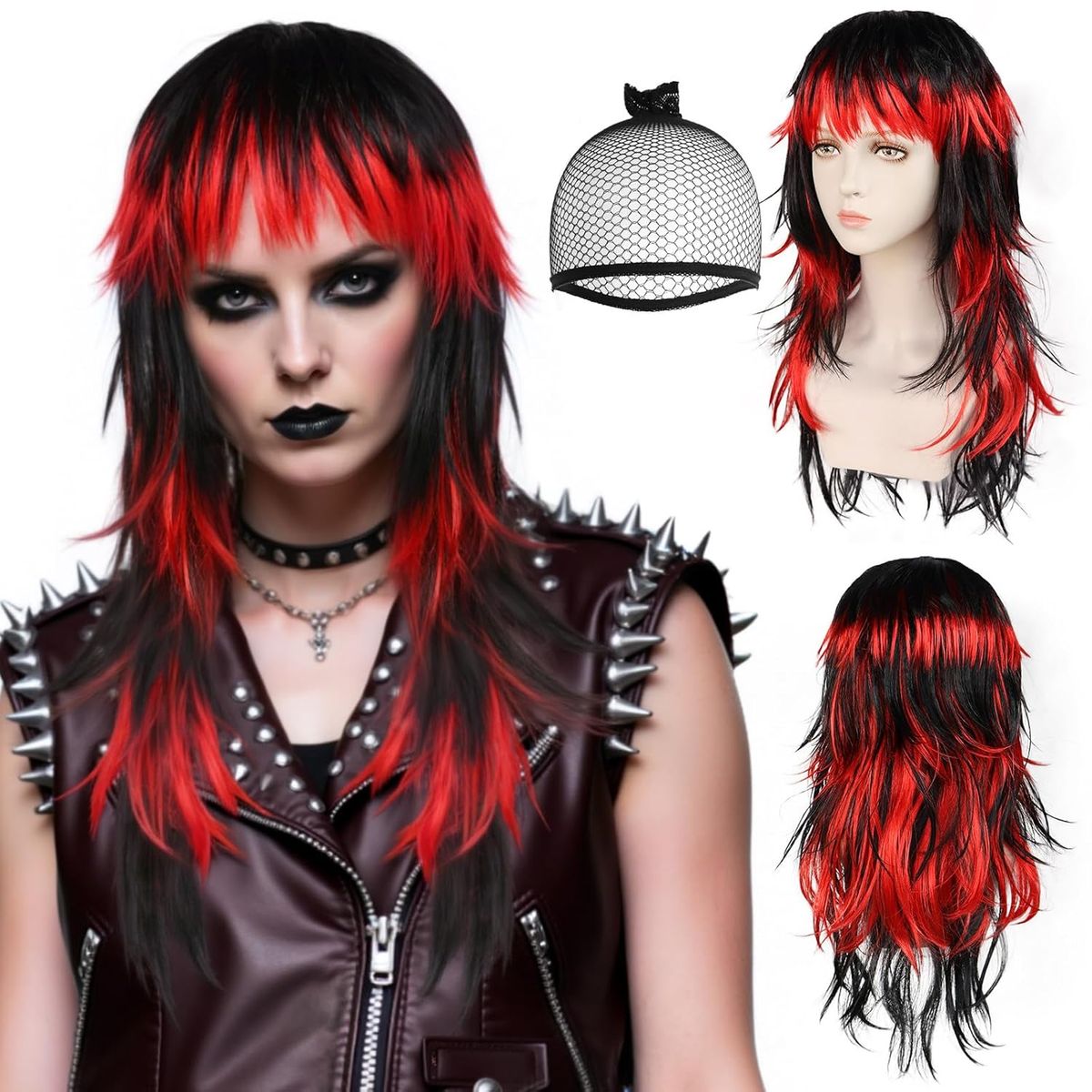 Black and Red Wig