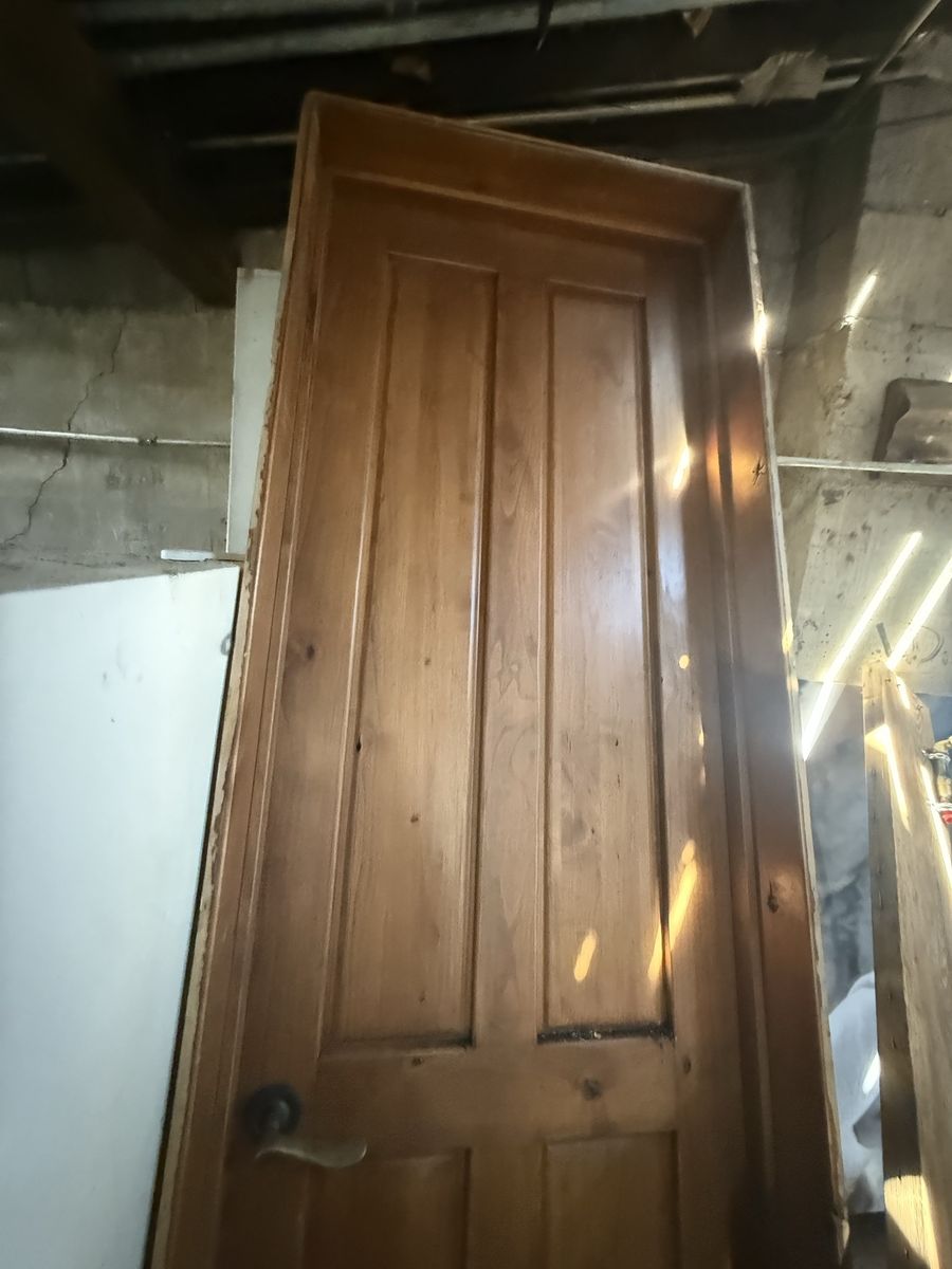 Vintage Solid Wood Interior Door with Knob - Classic 4-Panel Design 90”x29.5