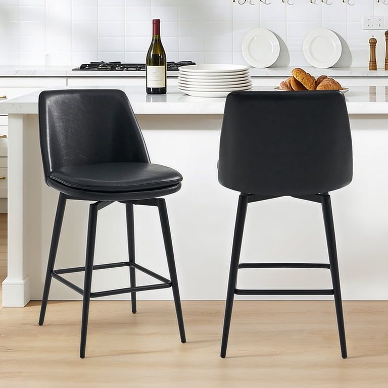 Set of 2 barstools, black