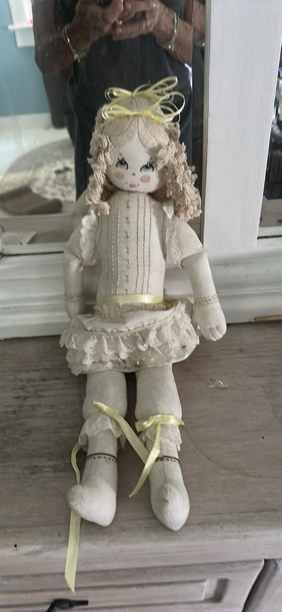 Vintage Style Keepsakes & Collectibles Lot - Fabric Doll, Trinket Boxes, & Decor