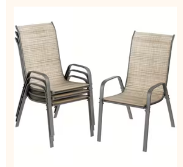 Set of 4 Outdoor Patio Dining Chairs, Stackable PVC-coated polyester Chairs with High Back, All-Weather Deck Chairs