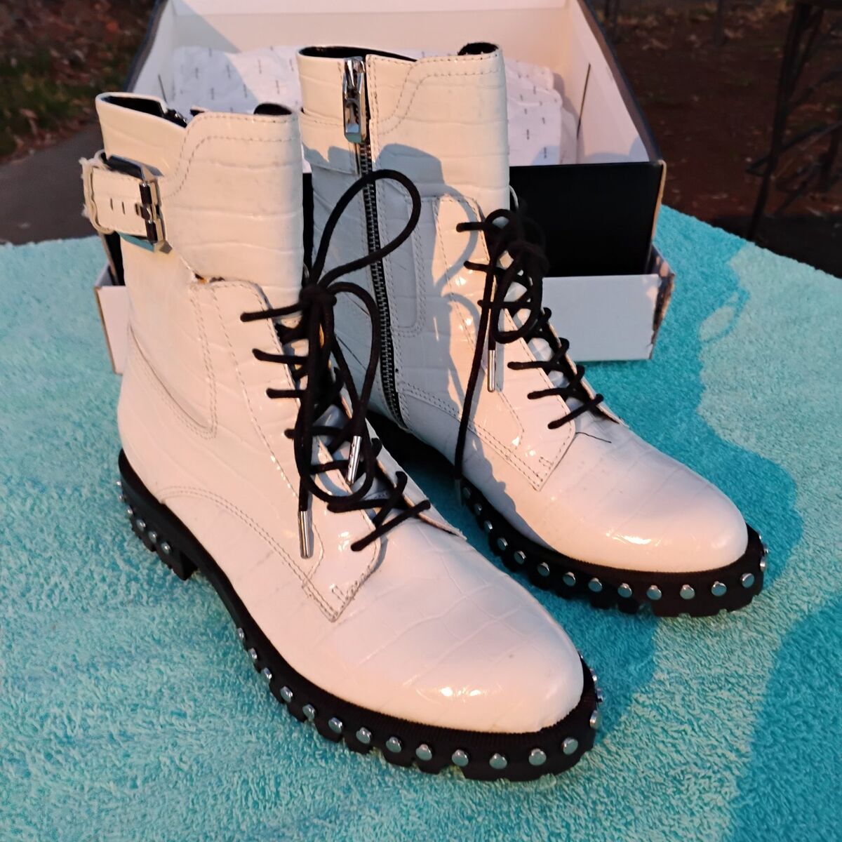 New, Cute Studded white Boots From Nordstrom