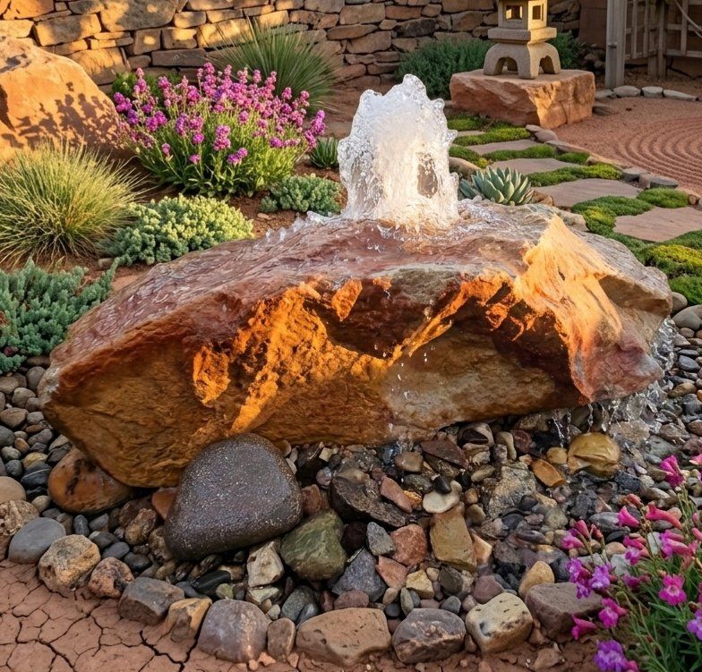 Large Natural Rock Water Fountain Feature - Tranquil Outdoor Garden Decor