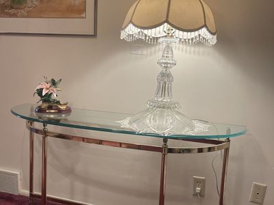 Beautiful Labarge Glass & Brass Sofa Table