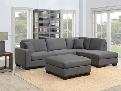 Thomasville Artesia Fabric Sectional with Ottoman Dark Gray 1355974 #86537