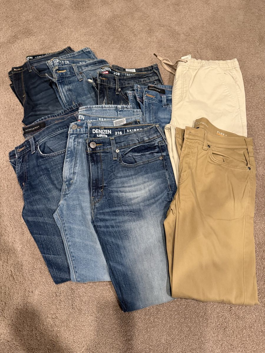 Mens Jeans & Pants 10 Pairs Size 34" x 32"