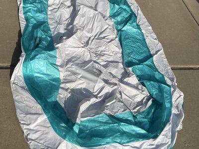 Large Inflatable Kiddie Pool - White and Teal, Durable Plastic, Fun for Summer