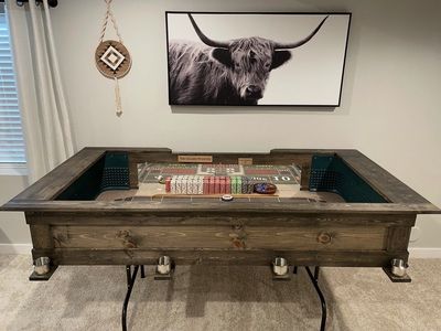 Custom Craps Table with Casino Chips and Dice - Game Room Centerpiece