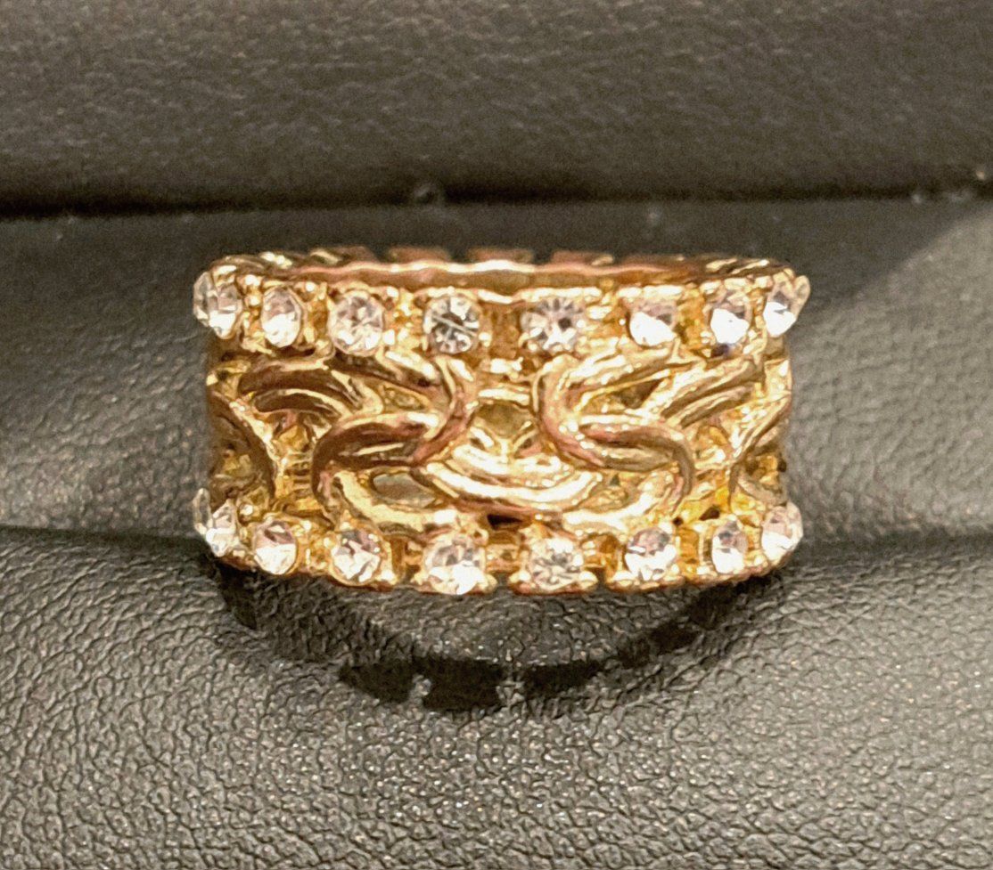Gold-plated Byzantine Braided Ring w/ 2 rows of CZ Stones - Size 7.5/ Weight 7.58 grams.  $75 cash.