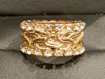 Gold-plated Byzantine Braided Ring w/ 2 rows of CZ Stones - Size 7.5/ Weight 7.58 grams. $75 cash.