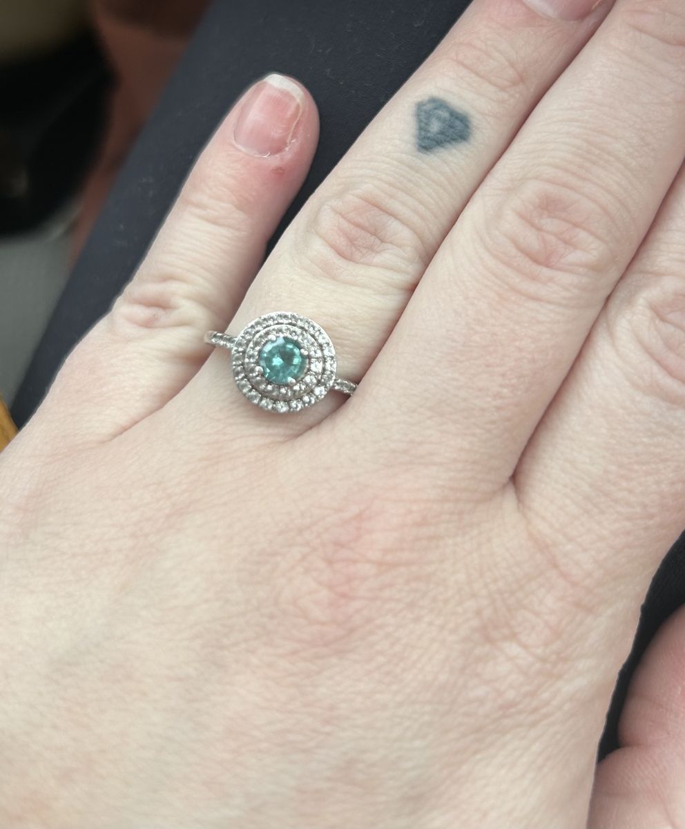 Ocean blue topaz ring sterling silver