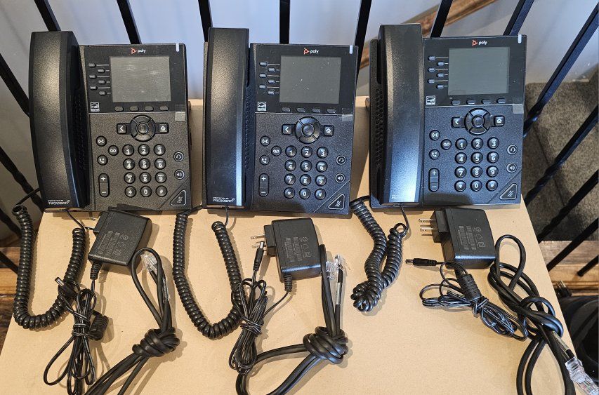 Poly OBi VVX 350 VoIP Business Media Phones (3-Pack) with HD Voice and Power Adapters
