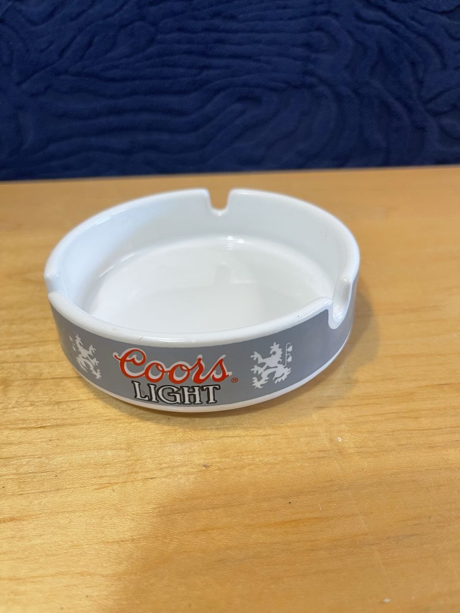 Vintage Coors Light White Ceramic Ashtray 1985