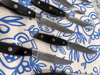 KitchenAid Stainless Steel Steak Knives Set Black Handles