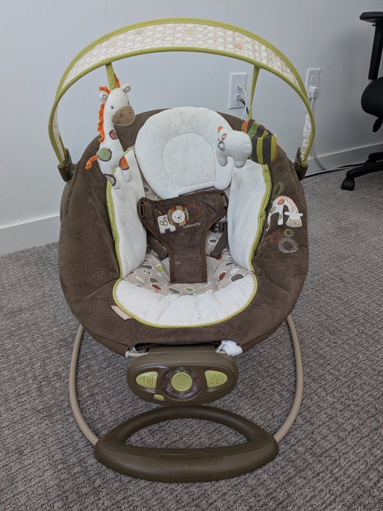 Ingenuity Automatic Bouncer Infant Seat with Canopy and Plush Toys