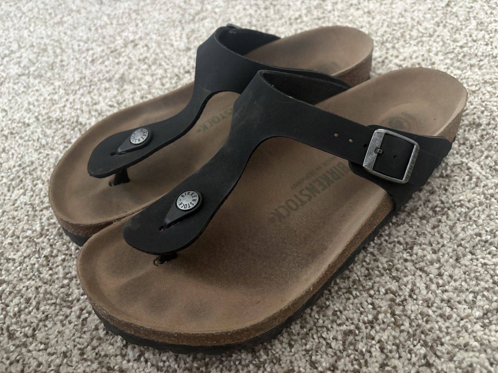 Gizeh Vegan Black Birkenstock Sandals, 9-9.5 Size
