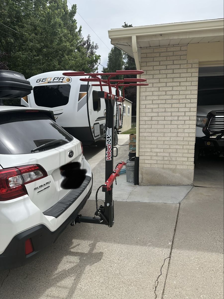 VelociRAX 3 Bike Hitch Rack - Vertical Mount, Black/Red