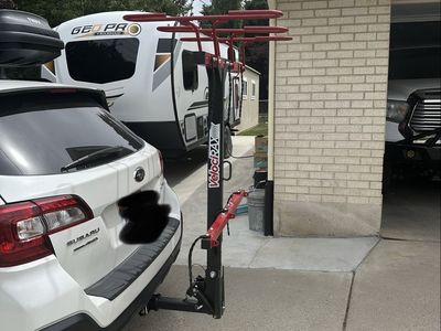 VelociRAX 3 Bike Hitch Rack - Vertical Mount, Black/Red